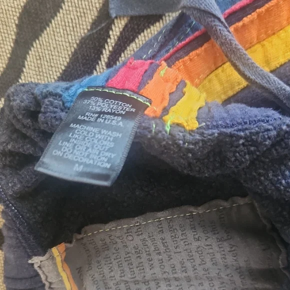 Aviator Nation  Blue Sweatpants with Rainbow Stripe - Picture 3 of 4